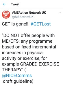 Tweet from the ME Action Network