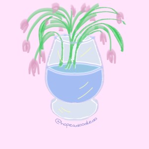 A glass vase with flowers