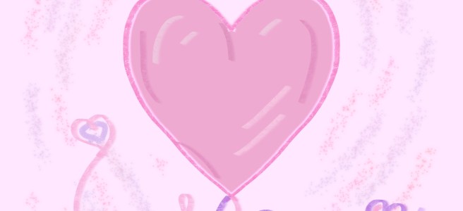 Heart doodles in pinks