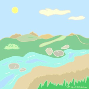 Water and hillside doodle