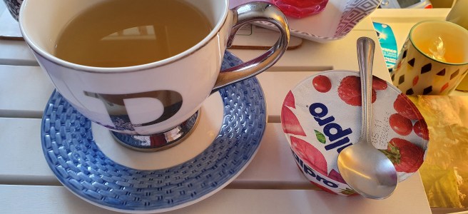 Cup of tea and a yoghurt