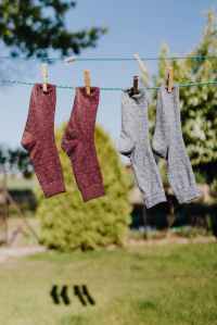 Socks Drying On An Outside Washing Line